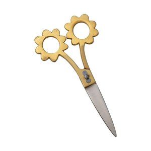 Metal Scissors with Flower Shaped Handles, Brass F